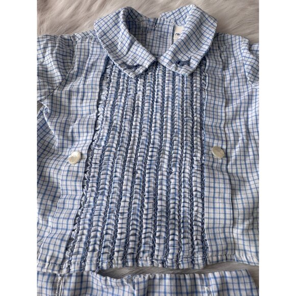 VTG Mothercare Blue & White Checked 2-Piece Baby Outfit Size 24 Mos Scottie Dogs - Picture 2 of 14